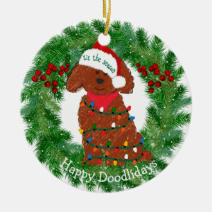 Adorno De Cerámica Navidades personalizados alumbran a rojo goldendoo