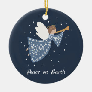 Adorno De Cerámica Navidades personalizados Angel Peace on Earth Fami