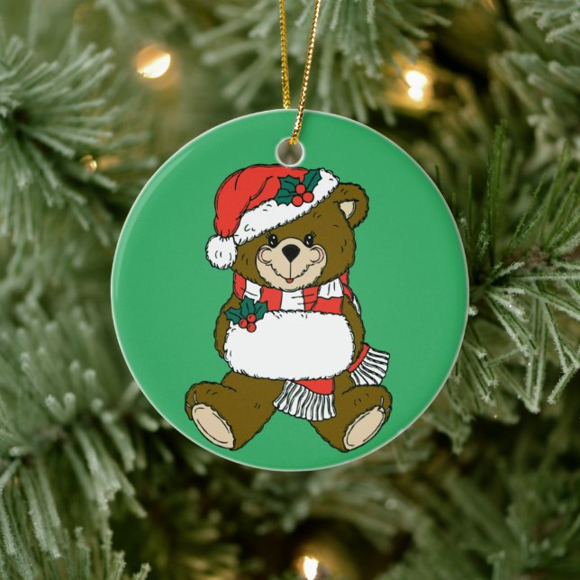 Adorno De Cerámica Navidades personalizados Animal Teddy Bear Art (Árbol)