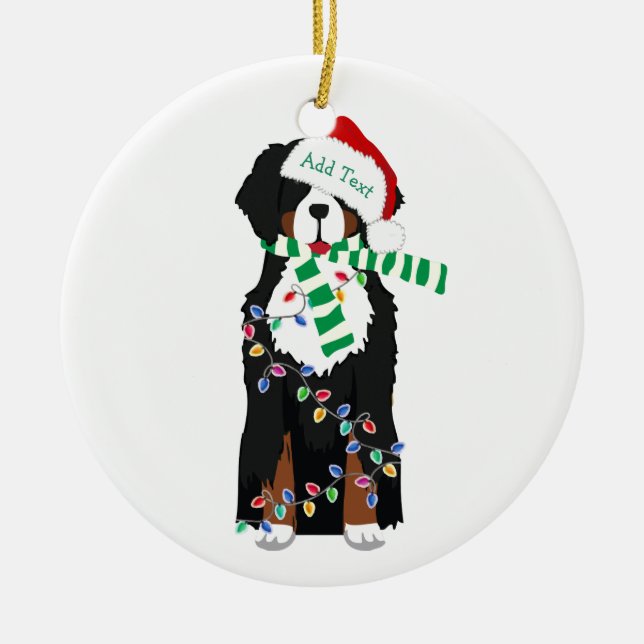 Adorno De Cerámica Navidades personalizados Bernese Mountain Holiday  (Frente)