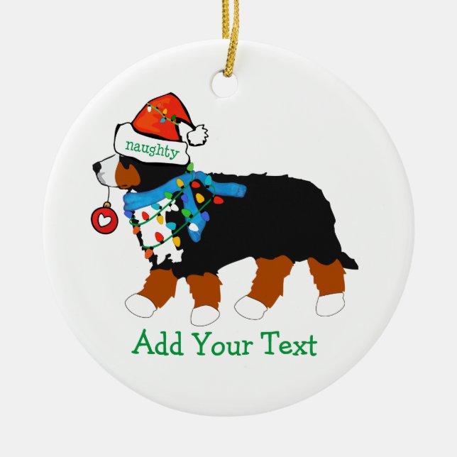 Adorno De Cerámica Navidades personalizados Bernese Mountain Naughty  (Frente)