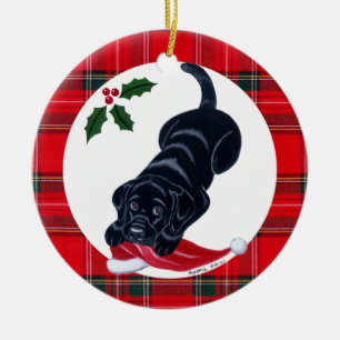 Adorno De Cerámica Navidades personalizados Black Lab Puppy