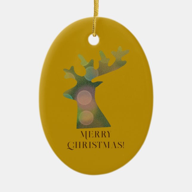 Adorno De Cerámica Navidades personalizados Bokeh Reindeer Head Bronz (Frente)