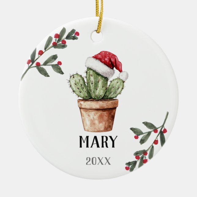 Adorno De Cerámica Navidades personalizados Cactus Keepsake Gift (Frente)