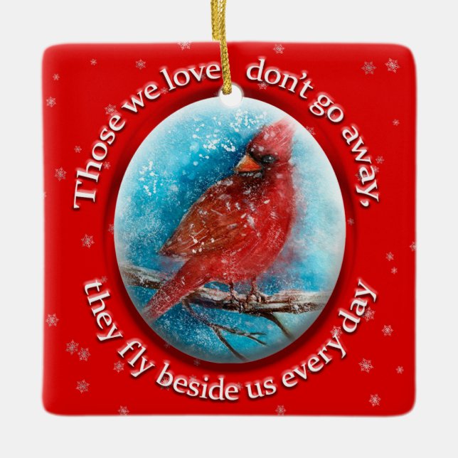 Adorno De Cerámica Navidades personalizados Cardenal Snowflakes sobre (Anverso)