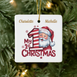 Adorno De Cerámica Navidades personalizados chica-niño Santa Cerámic