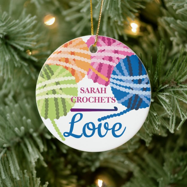 Adorno De Cerámica Navidades personalizados con hilos de crochet ador (Árbol)