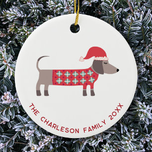 Adorno De Cerámica Navidades personalizados Dachshund Dog Fun