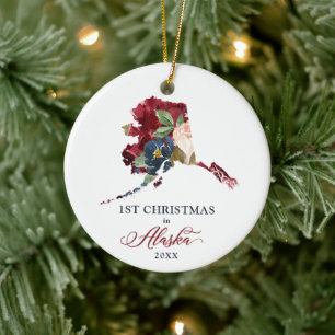 Adorno De Cerámica Navidades personalizados de acuarela floral en Ala