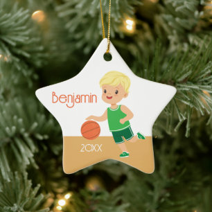 Adorno De Cerámica Navidades personalizados de básquetbol