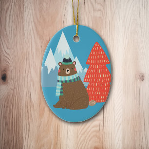 Adorno De Cerámica Navidades personalizados de Beary Merry Mountain
