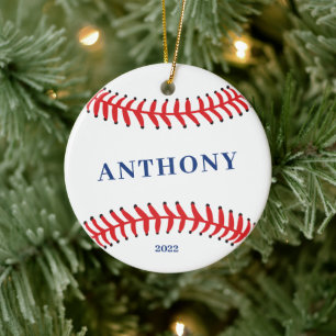 Adorno De Cerámica Navidades personalizados de béisbol