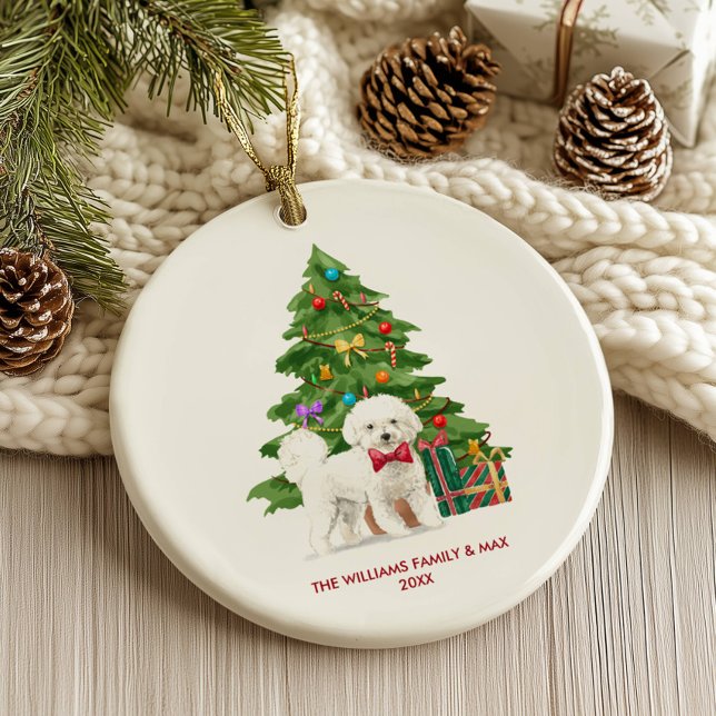 Adorno De Cerámica Navidades personalizados de Bichon Frise Dog (Subido por el creador)