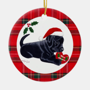 Adorno De Cerámica Navidades personalizados de Black Lab