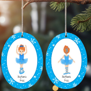 Adorno De Cerámica Navidades personalizados de Blue Ballerina Snowfla