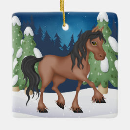 Adorno De Cerámica Navidades personalizados de caballos marrones