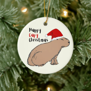 Adorno De Cerámica Navidades personalizados de Capibara a mano