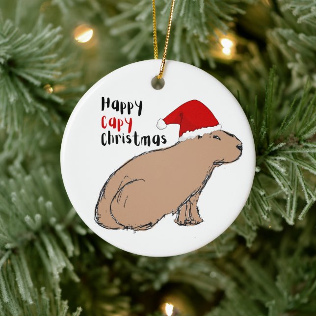 Adorno De Cerámica Navidades personalizados de Capibara a mano (Árbol)