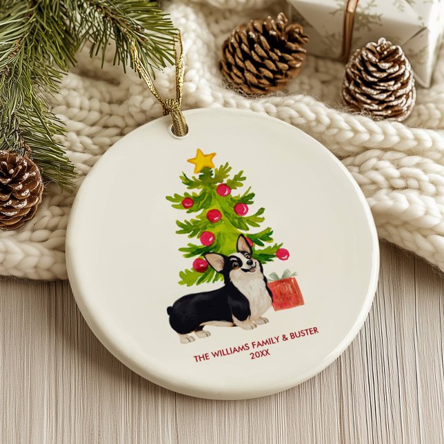 Adorno De Cerámica Navidades personalizados de Corgi Dog (Subido por el creador)