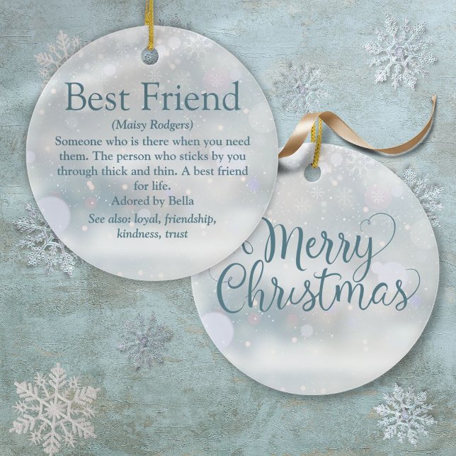 Adorno De Cerámica Navidades personalizados de definición de mejor am (Personalized Best Friend Definition Christmas Ceramic Ornament)