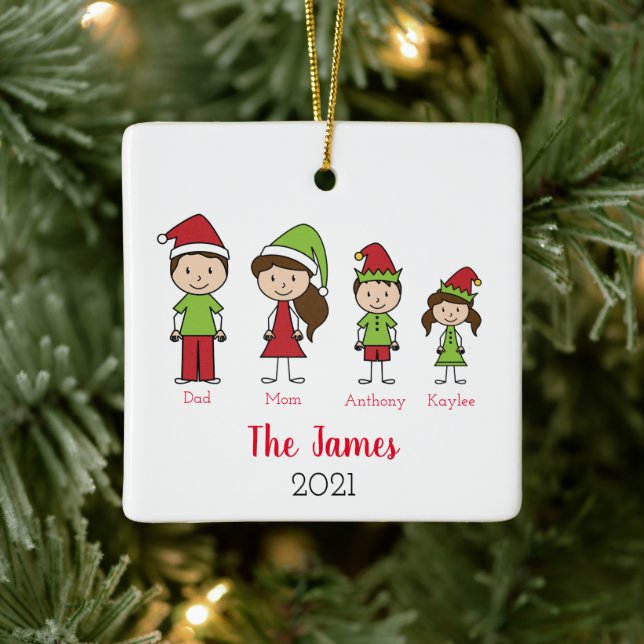 Adorno De Cerámica Navidades personalizados de familia (Árbol)