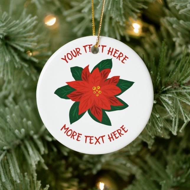 Adorno De Cerámica Navidades personalizados de flores de Poinsettia R (Árbol)