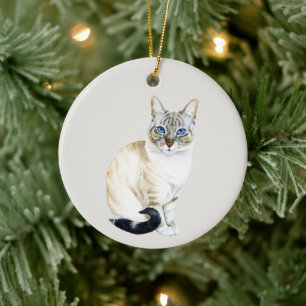 Adorno De Cerámica Navidades personalizados de gato de Lynx Point Sia