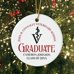 Adorno De Cerámica Navidades personalizados de graduación de una escu
