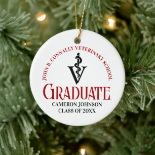 Adorno De Cerámica Navidades personalizados de graduación de una escu