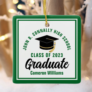 Adorno De Cerámica Navidades personalizados de Green White Graduate 2