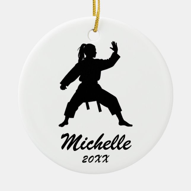 Adorno De Cerámica Navidades personalizados de karate / Taekwondo / j (Frente)