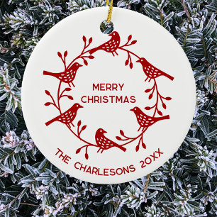 Adorno De Cerámica Navidades personalizados de la avispa de aves esca
