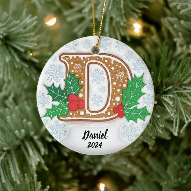 Adorno De Cerámica Navidades Personalizados de la carta D (Árbol)