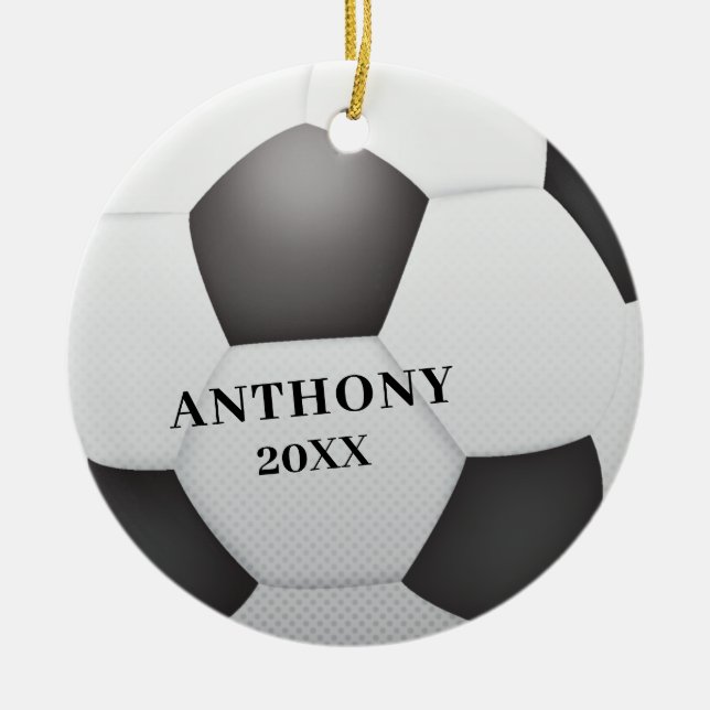 Adorno De Cerámica Navidades personalizados de la pelota de fútbol (Frente)