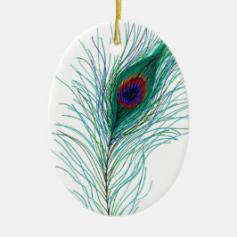 Adorno De Cerámica Navidades personalizados de las plumas de pavo rea