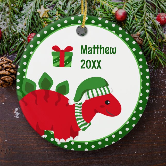 Adorno De Cerámica Navidades personalizados de los niños de Stegosaur (Subido por el creador)