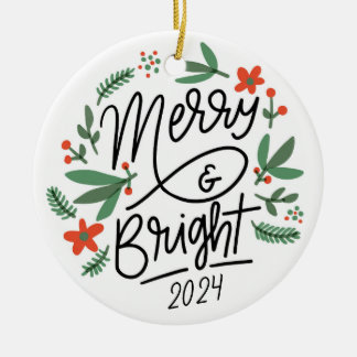 Adorno De Cerámica Navidades personalizados de merry y Bright