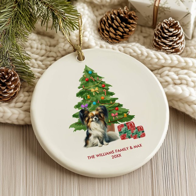 Adorno De Cerámica Navidades personalizados de Papillon Dog (Subido por el creador)