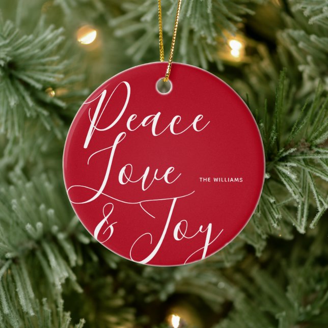 Adorno De Cerámica Navidades personalizados de Peace Love Joy (Árbol)