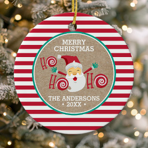 Adorno De Cerámica Navidades personalizados de Peppermint de Santa Cl
