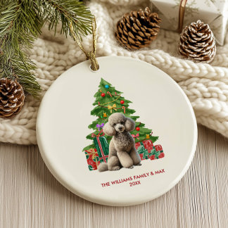Adorno De Cerámica Navidades personalizados de perro caniche