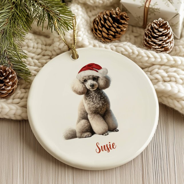 Adorno De Cerámica Navidades personalizados de perro caniche (Subido por el creador)