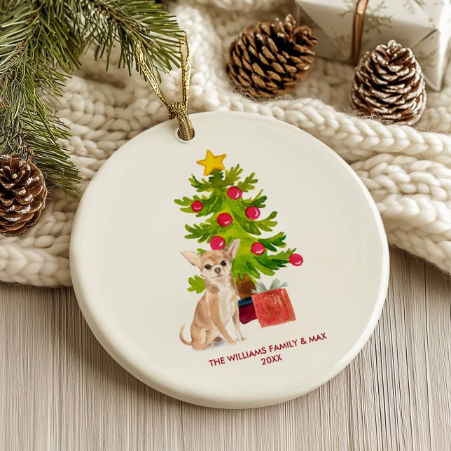 Adorno De Cerámica Navidades personalizados de perro de Chihuahua (Subido por el creador)