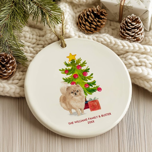 Adorno De Cerámica Navidades personalizados de perro de Pomerania (Subido por el creador)