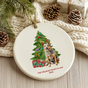 Adorno De Cerámica Navidades personalizados de Perro Heeler Azul