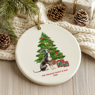 Adorno De Cerámica Navidades personalizados de perros de Greyhound