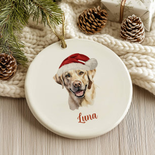 Adorno De Cerámica Navidades personalizados de perros de laboratorio 