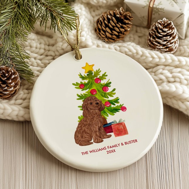 Adorno De Cerámica Navidades personalizados de perros Goldendoodle (Subido por el creador)