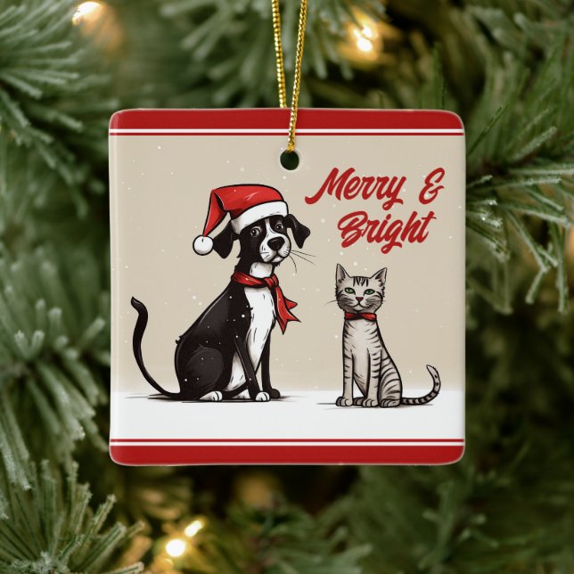Adorno De Cerámica Navidades personalizados de perros y gatos (Árbol)