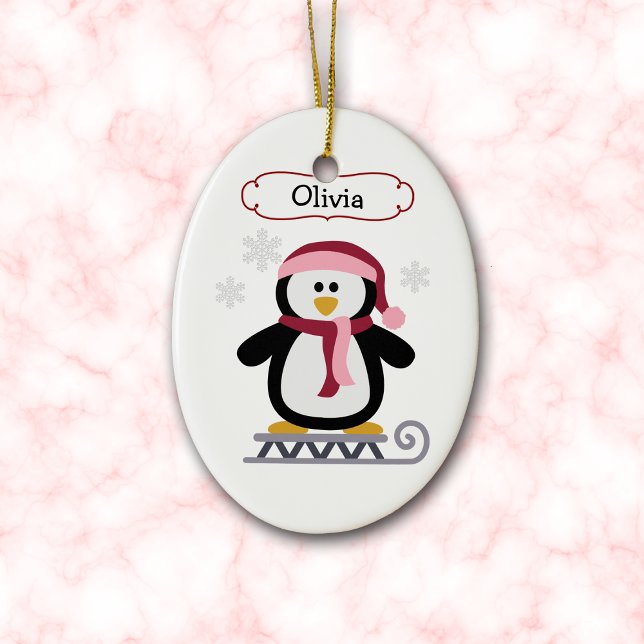Adorno De Cerámica Navidades personalizados de pingüino con mancha su (Subido por el creador)
